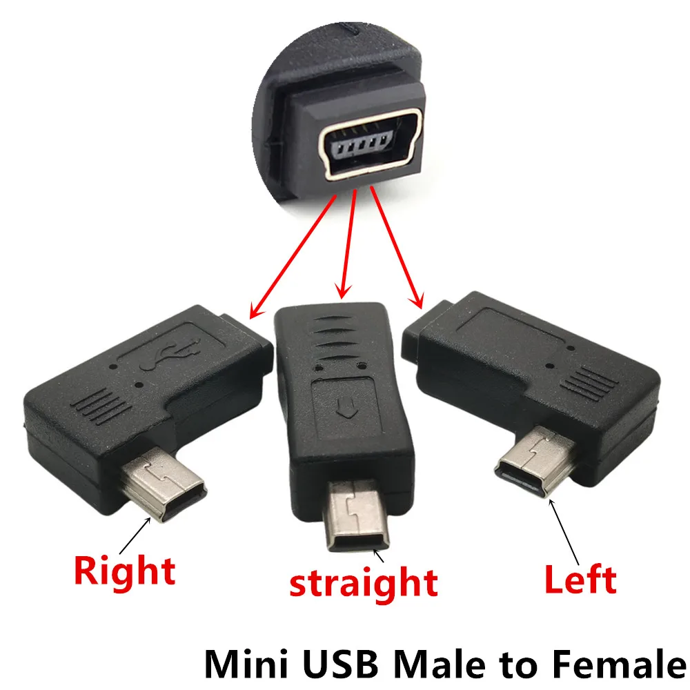 USB 2.0 Adapter Plug 90 Degree Left and Right Angle Mini USB Male to Micro USB Female Connector Adapter: black / 0.2m