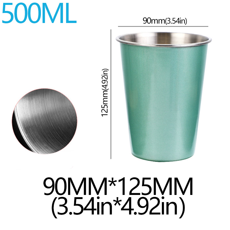 350/500ml Stainless Steel Cups Household Office Bar Kitchen Drinks Coffee Tumbler Tea Drinking Beer Mug Metal Travel Drink Cup: WHITE