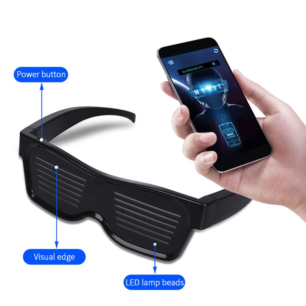 Magic Bluetooth Led Glasses DIY APP control BT Wireless Connection Illuminating Glasses Multilingual Quick Flash led USB Charge