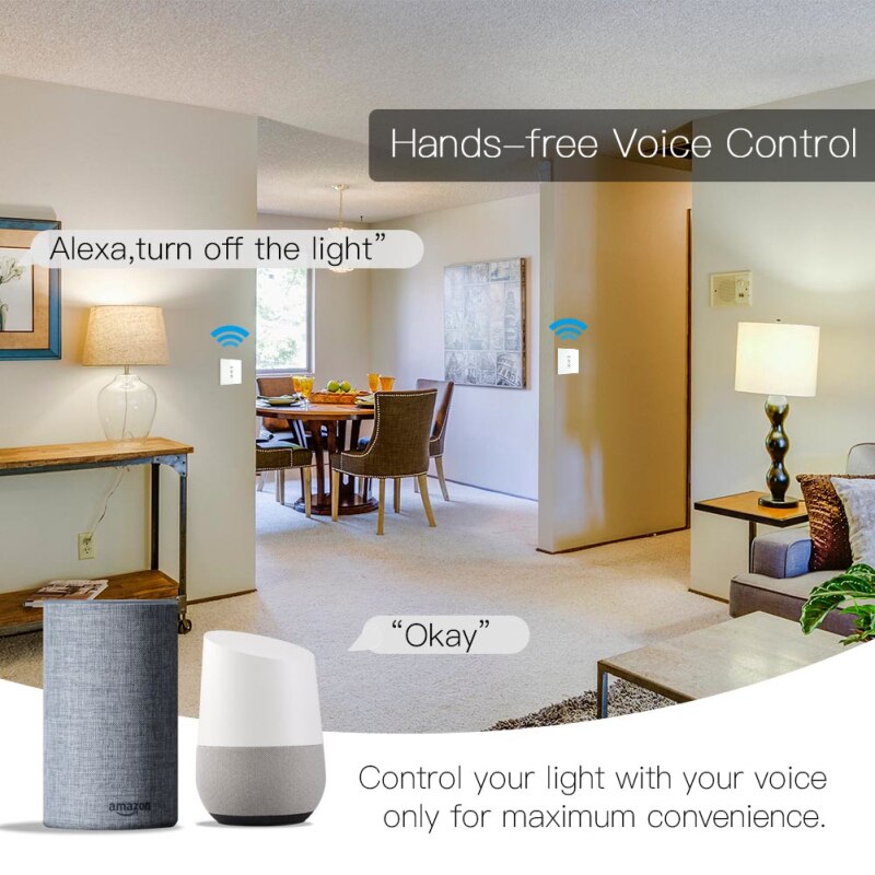 Single Fire Wall WiFi Switch AC170-240V No Neutral Wire Needed Smart Life/Tuya APP Smart Switch Work With Alexa Google Home