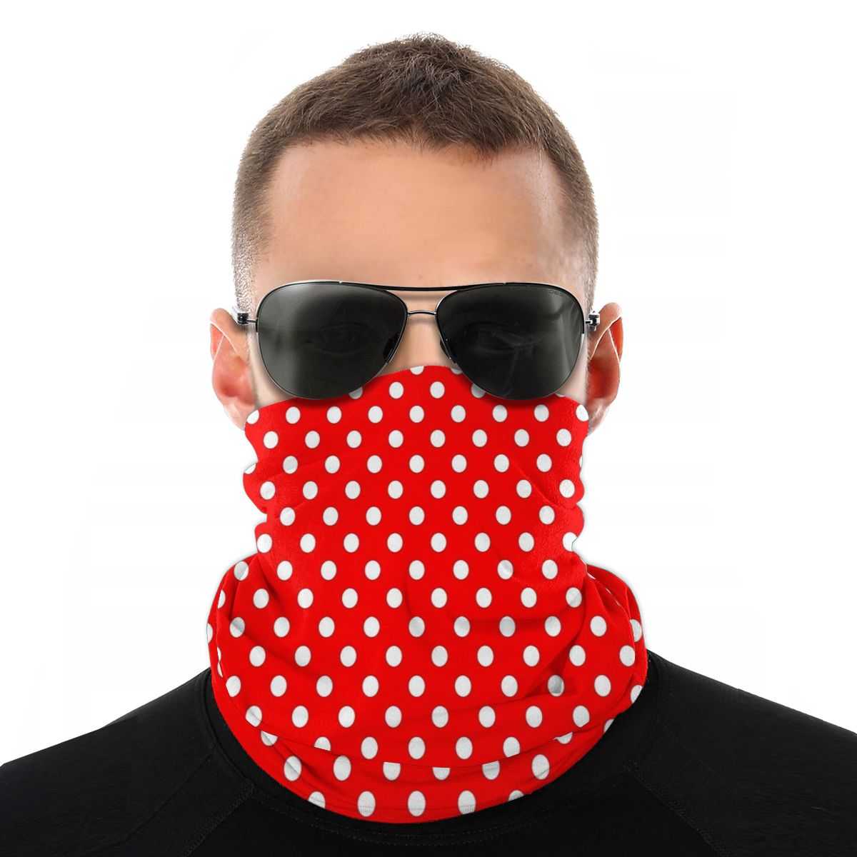 Solskydd halsduk ansiktsskydd polka dot vit på röd magisk ring hals halsduk huvudband multifunktionella bandana ansiktsskydd halsdukar: Default Title