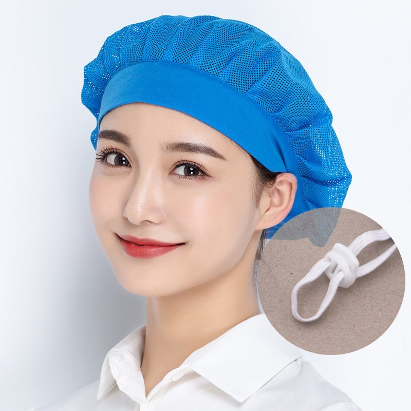 Gorros de red ajustables blancos para panadería, taller de horneado, gorro de trabajo, gorro Bouffant, redecilla para el pelo, servicio de comida, cocina, cubierta para la cabeza para hombres y mujeres: Azul