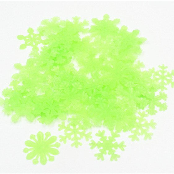 50 stücke Leuchtende Schneeflocken Zauberstab Aufkleber Winter Gefrorene Party DIY Ornamente Weihnachten Dekorationen für Heimat Navidad Gefälschte Schnee Dekor: Grün