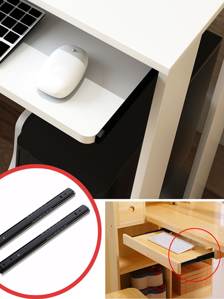 Drawer Slide 10-18 Soft Close Drawer Slide Slide 2 Section Computer Desk Keyboard Stand Slide Rail Furniture Hardware