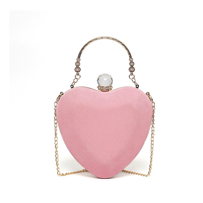 LYKANEFU Heart Shaped Evening Bag Ladies Tote Clutch Purse Women Hand Wedding Clutches Party Hand Bag Chain Shoulder Bags: Pink