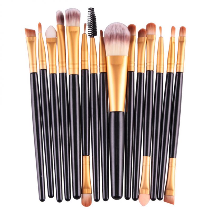 Kit de pinceaux de maquillage multicolores maange 15pc , pour les yeux, le fard à paupières, l'eyeliner, le fond de teint, le correcteur