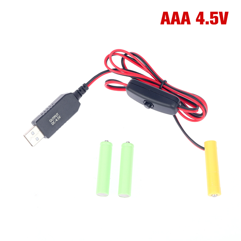 Aaa Attrappe-Batterie Adapter USB-Netzteil Schalter Kabel ersetzen aaa Batterien für Fernbedienungen Kamera Spielzeug LED-Streifen: dunkel Grau