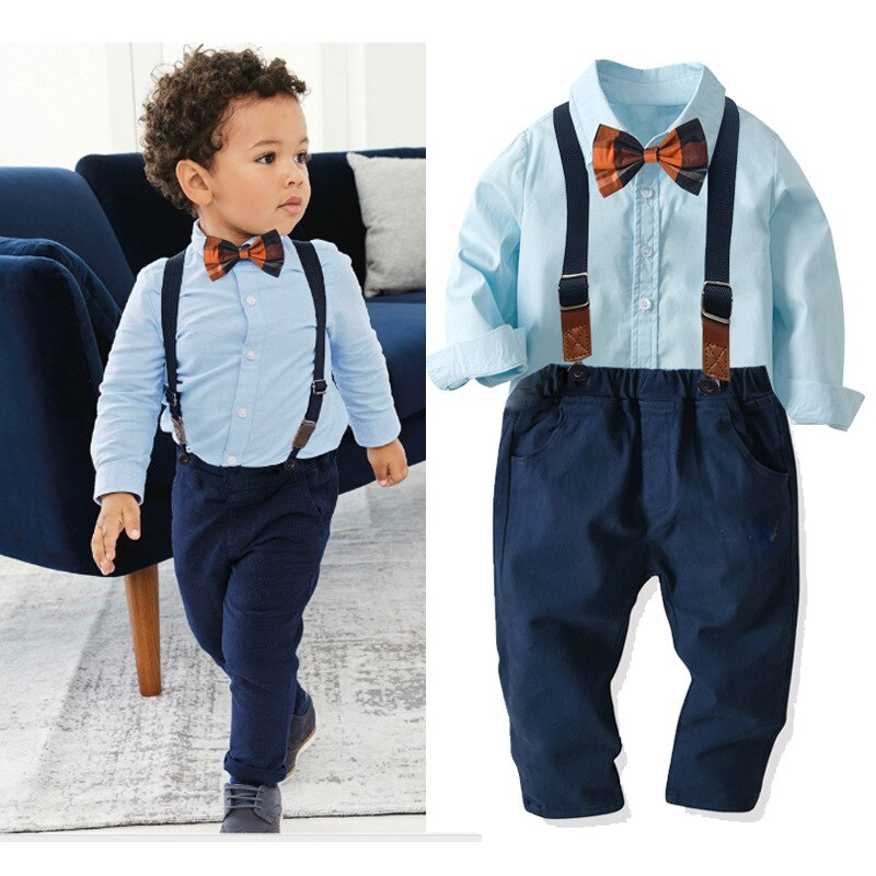 Baby Pak Kinderkleding Suits 2 Stks/set Kids Baby Jongens Pak Solid Shirt + Broek Voor Jongens Voor formele Party 1-6 Leeftijd