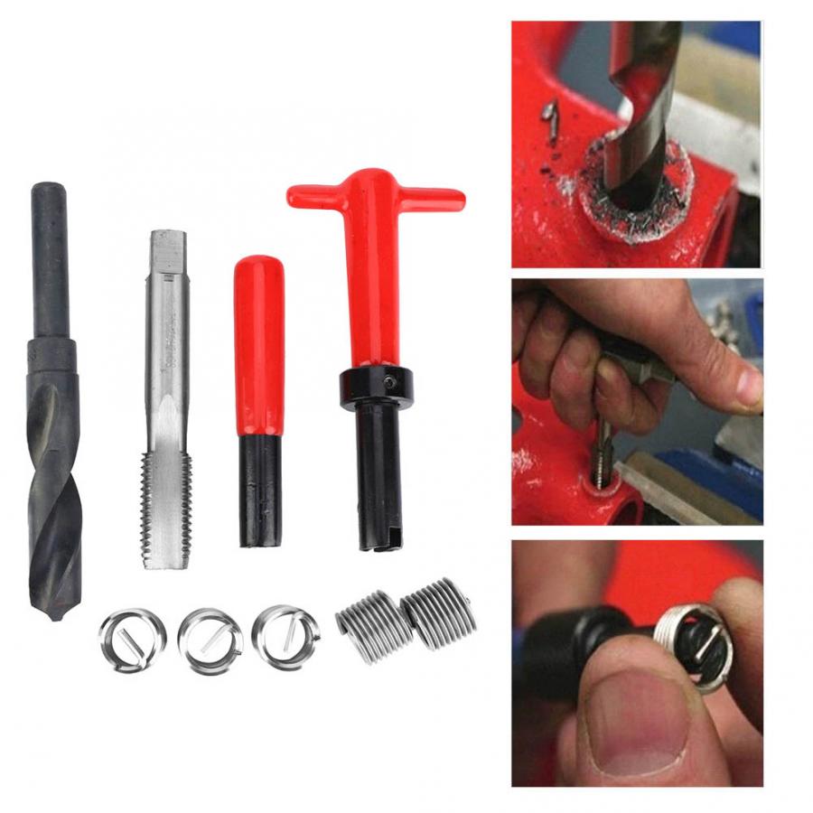 10Pcs M18x2.5 Car Thread Repair Kit Thread Inserts Female Thread Repairing Accessory Assortment Kit Inserts Drill Tap Set