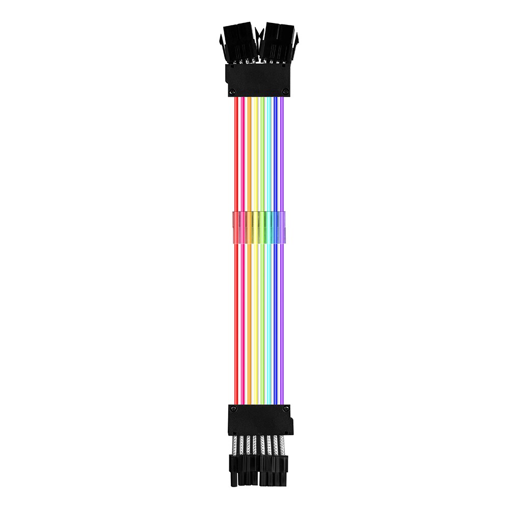 2 Gen PSU Power Supply Extension Cable RGB ATX 24Pin GPU 8Pin Triple Streamer PCI-E 6+2P Dual Rainbow Cord PC Case Decoration: Dual 8pin