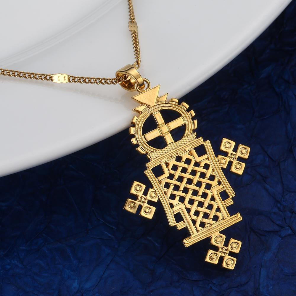 Etiopisk guld farve kryds vedhæng halskæde eretrian coptic crosses kædesmykker