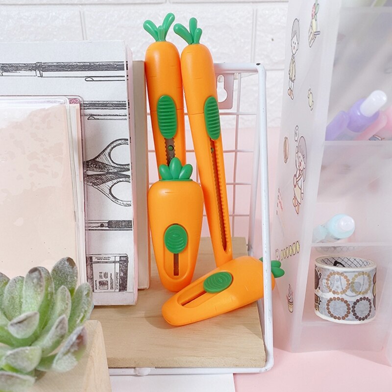 Portable Retractable Utility Knife Auto Spring Back Carrot-shaped Safety Package Box Opener School Office Supplies