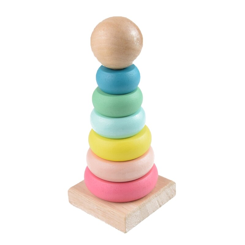 A2UB blocchi impilabili per bambini forma smistamento sviluppo Puzzle in legno blocco di caduta apprendimento precoce giocattolo di corrispondenza per bambini età 3 +: Macaron