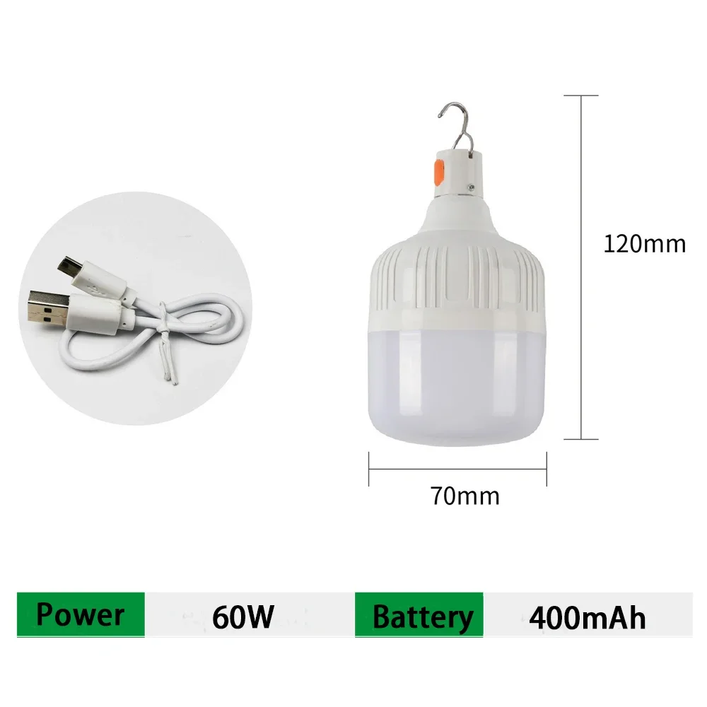 USB Oplaadbare LED Noodlantaarn 30W 60W 100W 3 Modus Buitenverlichting Duurzame Draagbare LED Lampen voor Camping Vissen: changeable