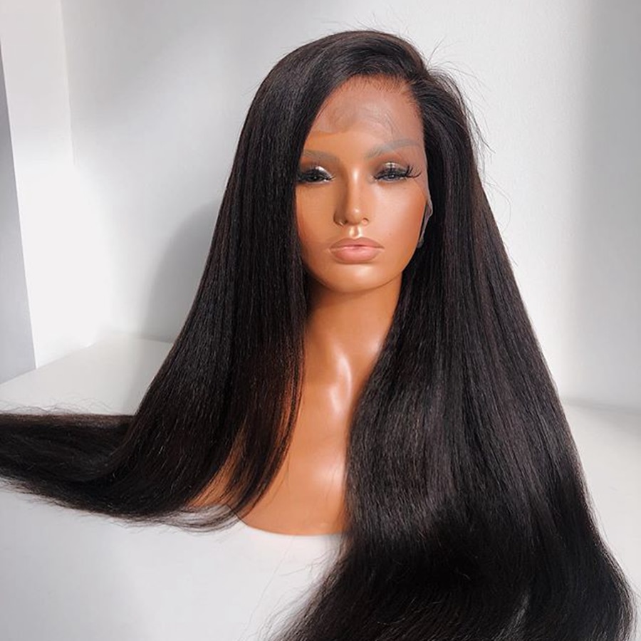 Synthetic wigs for black women yaki long black col grandado