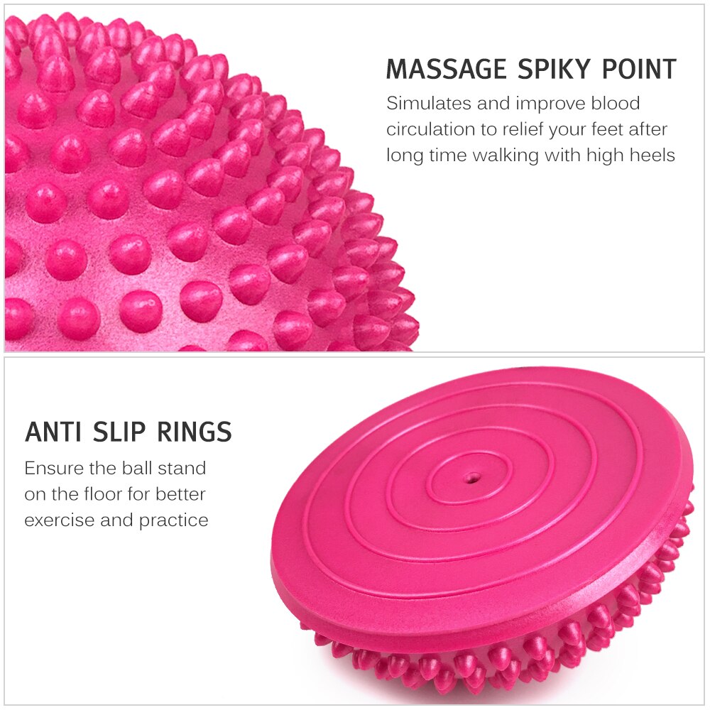 Inflatable half ball Yoga Foot Massage Ball 16CM Massage Balance Pods Body Rolling Foot Wake Spiky Point for Gym Fitness Pilates