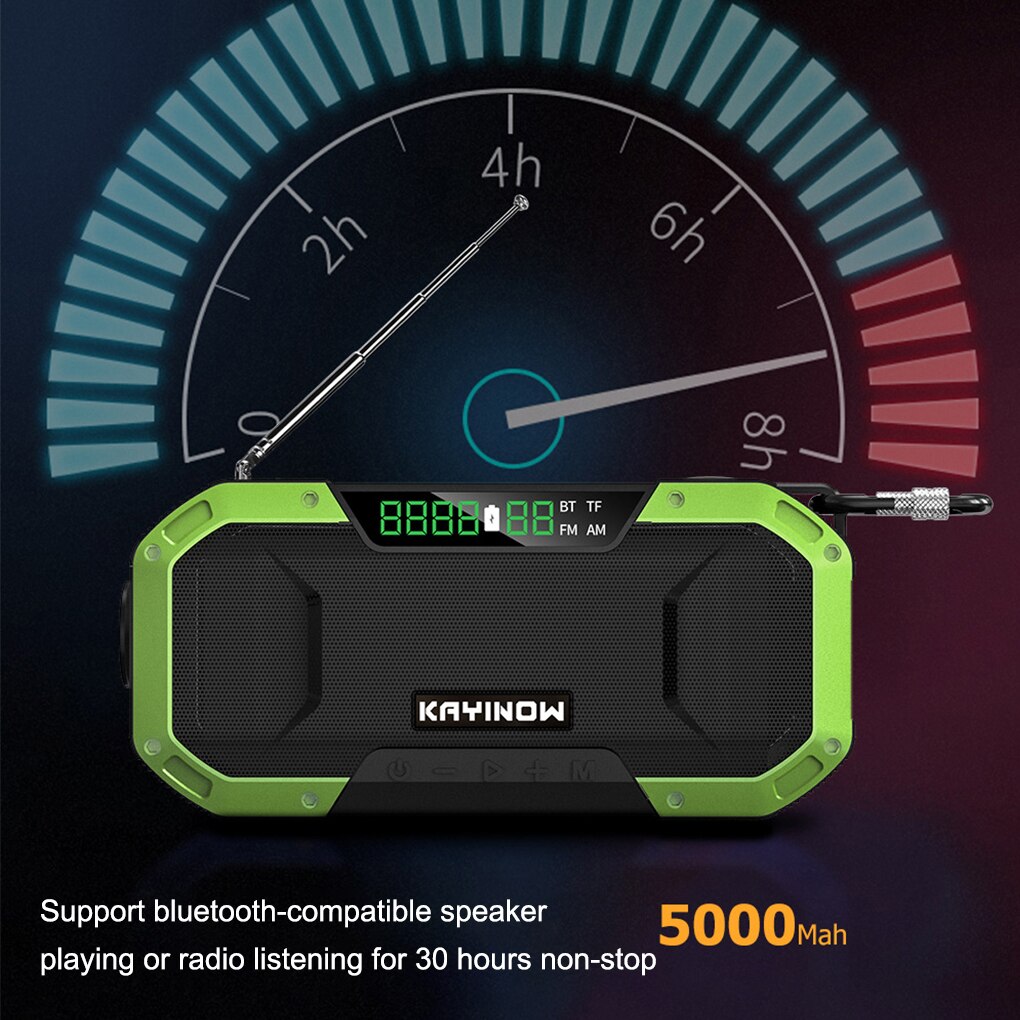 Multifunction Hand Crank Radio Solar Powered AM/FM Weather Radio Use Emergency LED Flashlight 4000mAh Power Bank Phone Charger