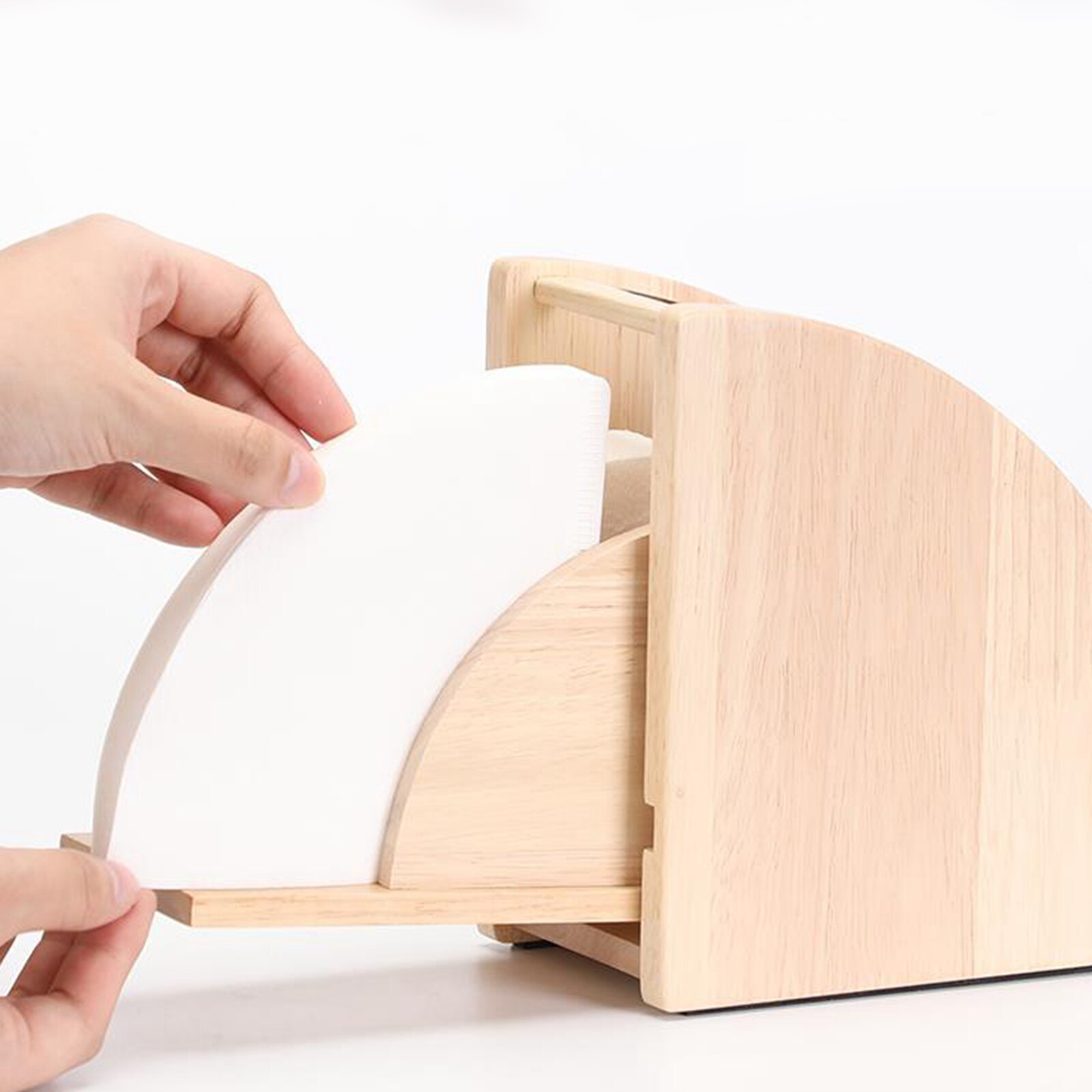 Coffee Filter Holders Paper Dispenser Storage Stand Wood Dustproof Case: Style A
