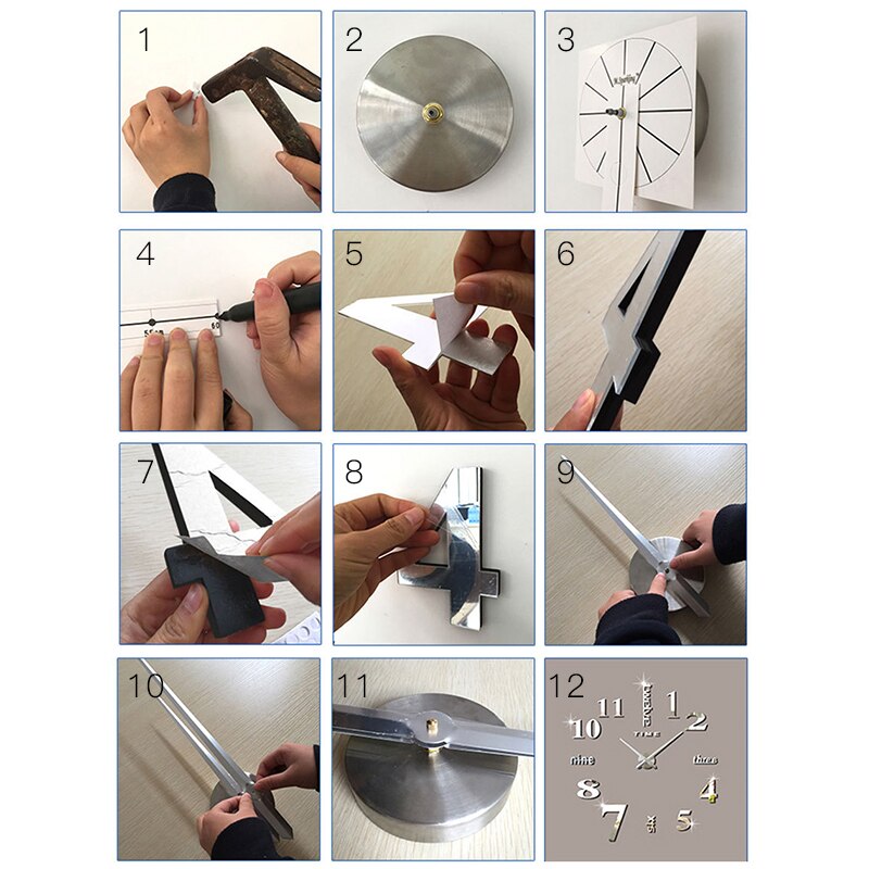 DIY Wall Stickers Acrylic Modern Roman Numerals Wall Clock 3D Mirror Surface Sticker Home Office Decor