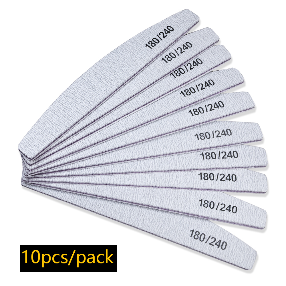 Lima de uñas tampón 100/180 grano media luna limas de uñas papel de lija de doble cara lijado de uñas Gel de pulido herramienta de manicura: YELLOW