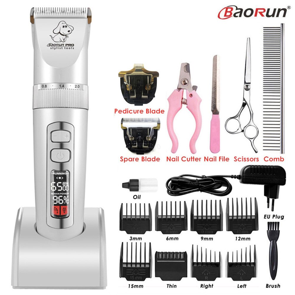 BaoRun P9 Clipper Dogs LCD Screen Pet Cat Clippers Electrical Grooming Trimmer Rechargeable Haircut Machine Animals