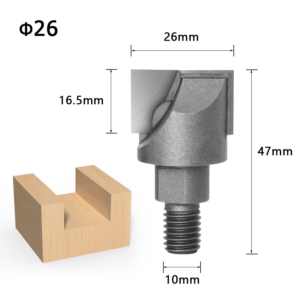 1pcs 10MM Shank CNC Cleaning bottom router bit Woodworking Tools two Screw thread cutter lock milling cutter: 10X26