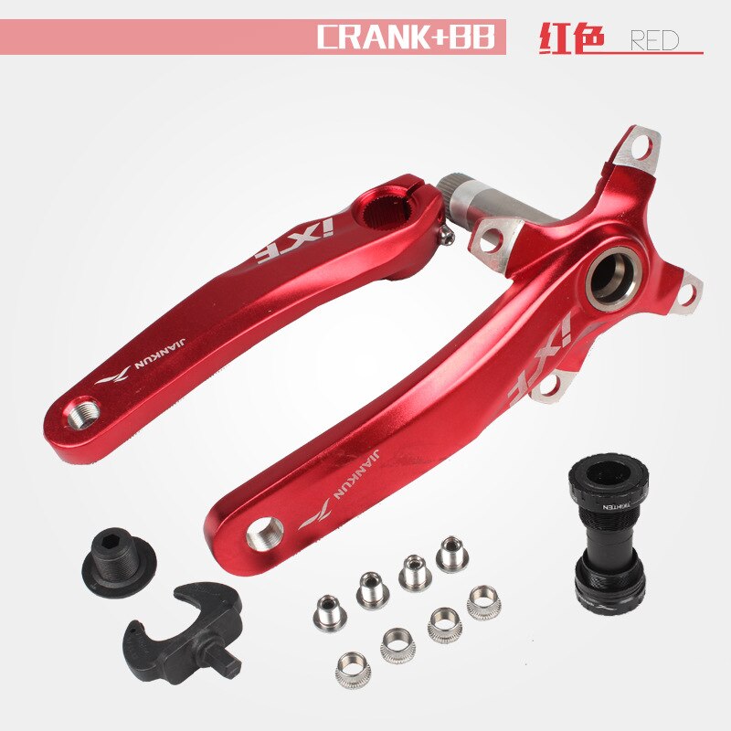 Mountainbike Crankstel Aluminium Fiets Crank Tandwiel Mountainbike Crank Crank Gecanneleerd Disc Mtb Fietsonderdelen: Red With BB