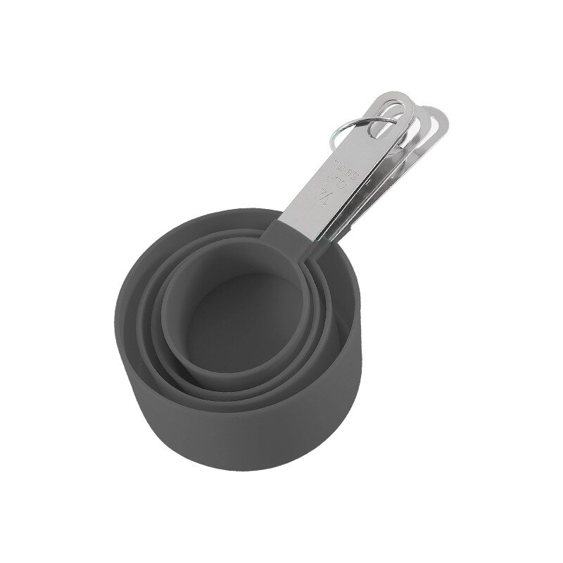 4Pcs/8Pcs Measuring Cup and Spoon Multipurpose Spoon Cup Measuring Tool Baking Accessories Stainless Steel Handle Kitchen Gadget: Gray Cup