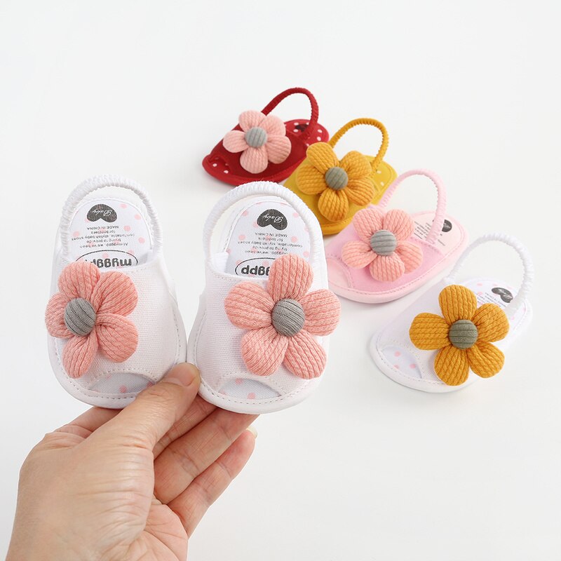Fish mouth Sandals Baby Girls Shoes Sun Flower Newborn Bow Baby Girl Princess Sandals Cotton Shoes With Hair Band