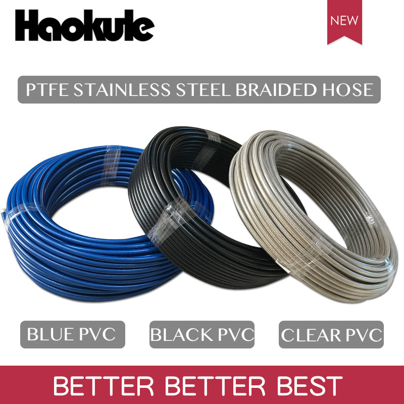 Tuyau tressé d'acier inoxydable de téflon de HAOKULE 3AN/AN3 PTFE avec la couverture noire/claire/bleue de PVC