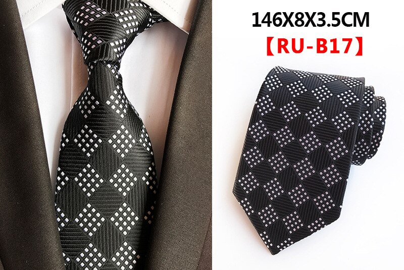 Ricnais 8cm Formal Tie Brown Yellow Plaid Striped Silk Necktie Suit Mens Silk Neck Tie For Man Business Wedding Party Gravata: 17