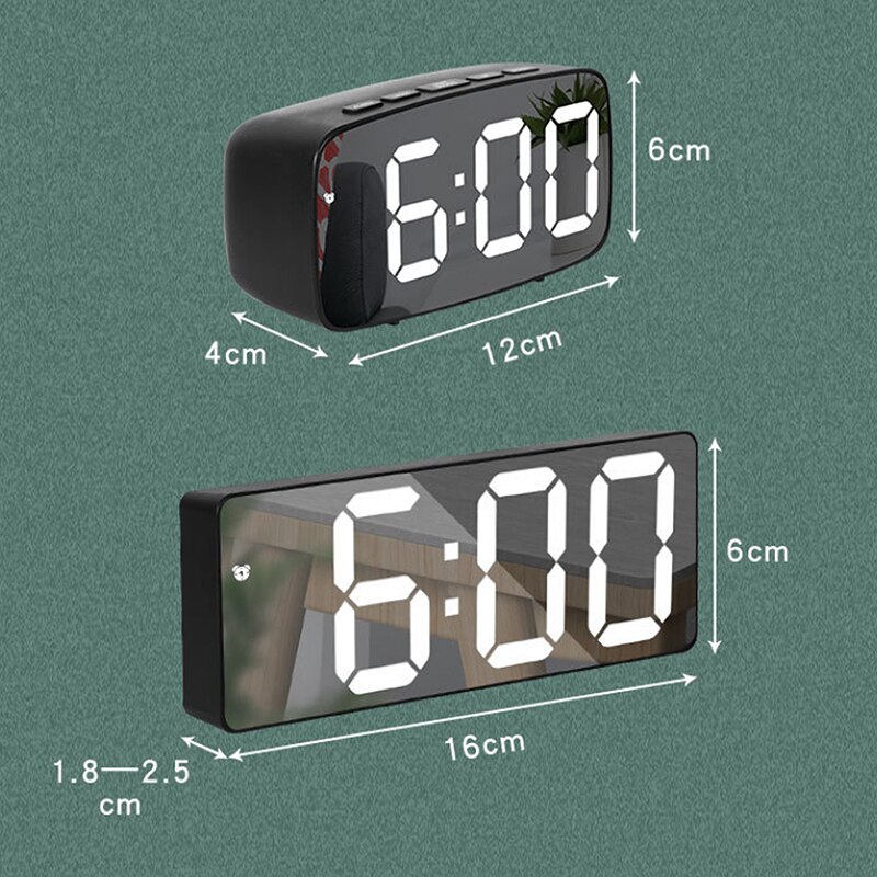 mini LED mirror digital watch clock display date temperature for home bedroom desktop electronic alarm clock