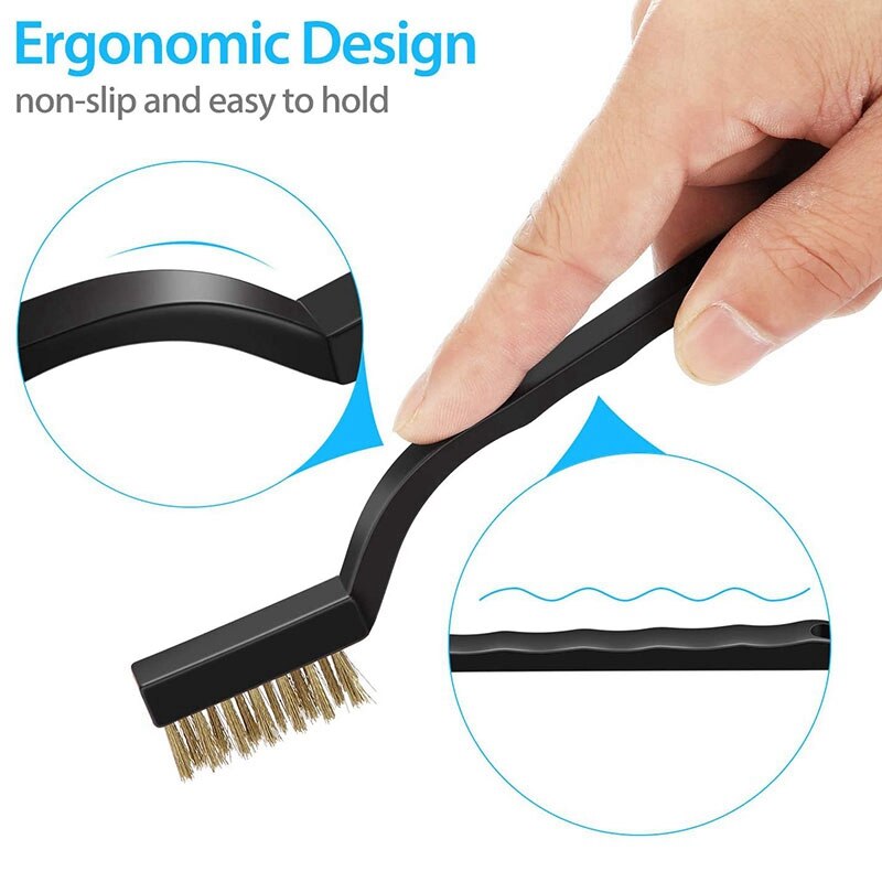 18Pcs Scratch Wire Brushes Stainless Steel Brass and Nylon Brushes Mini Detailing Wire Brush with Handle for Cleaning