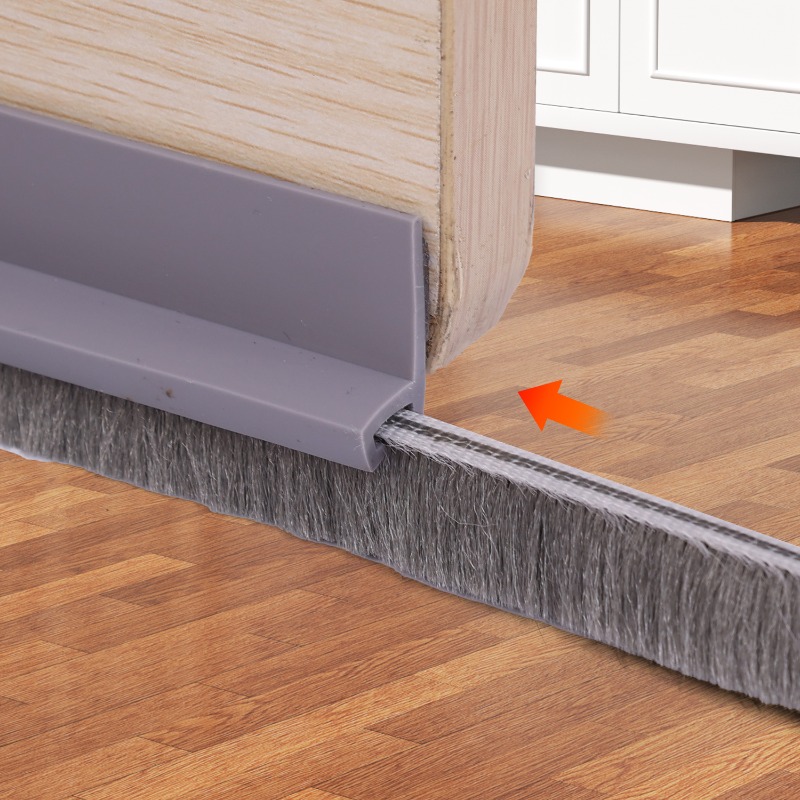 Dørbundbørste selvklæbende tætningsliste vindtæt børsteliste støvforebyggende gummiblokker insektsikker lydisoleret dørtape