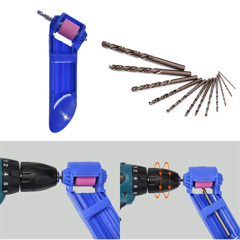Afiador de broca portátil, rebolo de corindo, máquina de afiar broca torcida, 1 conjunto, 2.0-12.5mm