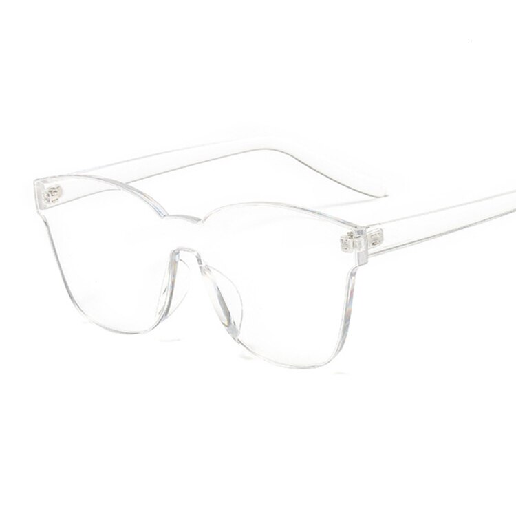 Vierkante zonnebril zonder montuur voor dames, luxe merkbrillen, snoepkleurige spiegel oculos de sol: Transparant