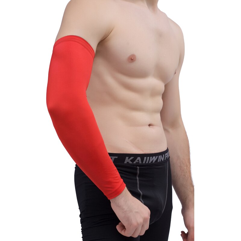 L.Mirror – manchons de bras pour jeunes, 1 pièce, Support de coude à Compression pour filles/garçons/enfants, manchons de sport pour basket-ball: Red / XL