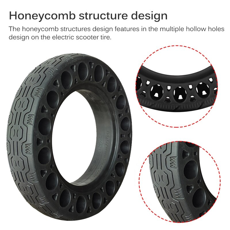 10 Inch Rubber Solid Tires for Ninebot Max G30 Electric Scooter Honeycomb Shock Absorber Damping Tyre Black