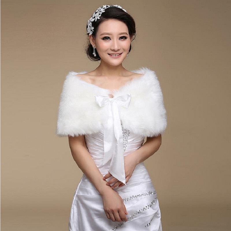 Pels sjal bryllup wrap formel kjole cheongsam gravid med gift overtøj brud kappe hvid efterår vinter jakke