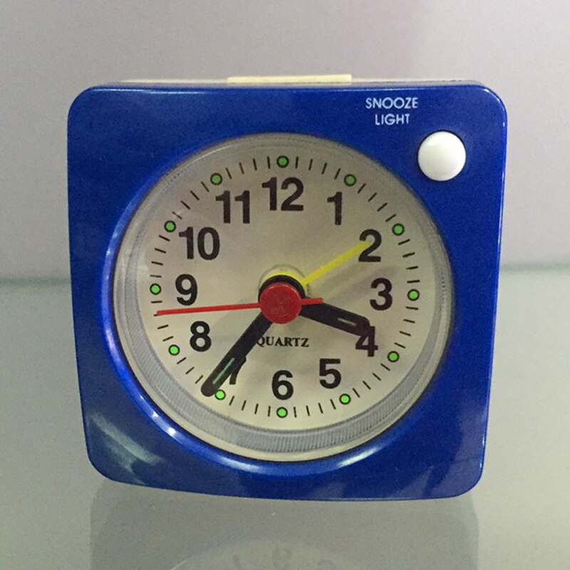 Square Small Bedside Alarm Clock LED Light Silent Sweep Alarm Timer No Ticking Snooze For Home Traveling Desktop Table Decor: Blue