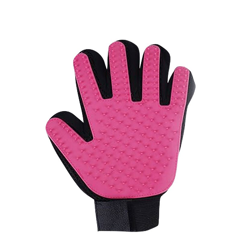 Guante de caucho para mascotas, guante de aseo para gatos, guantes para Cepillar el pelo del gato, peine para perros para gatos, cepillo para quitar el pelo, masaje limpio: Pink Left glove