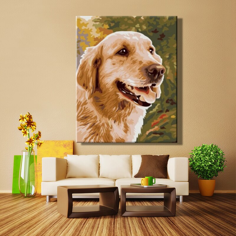 Diy paint by numbers picture drawing by numbers with kits Animal Horse dog cattle Decorative hanging painting Handmade