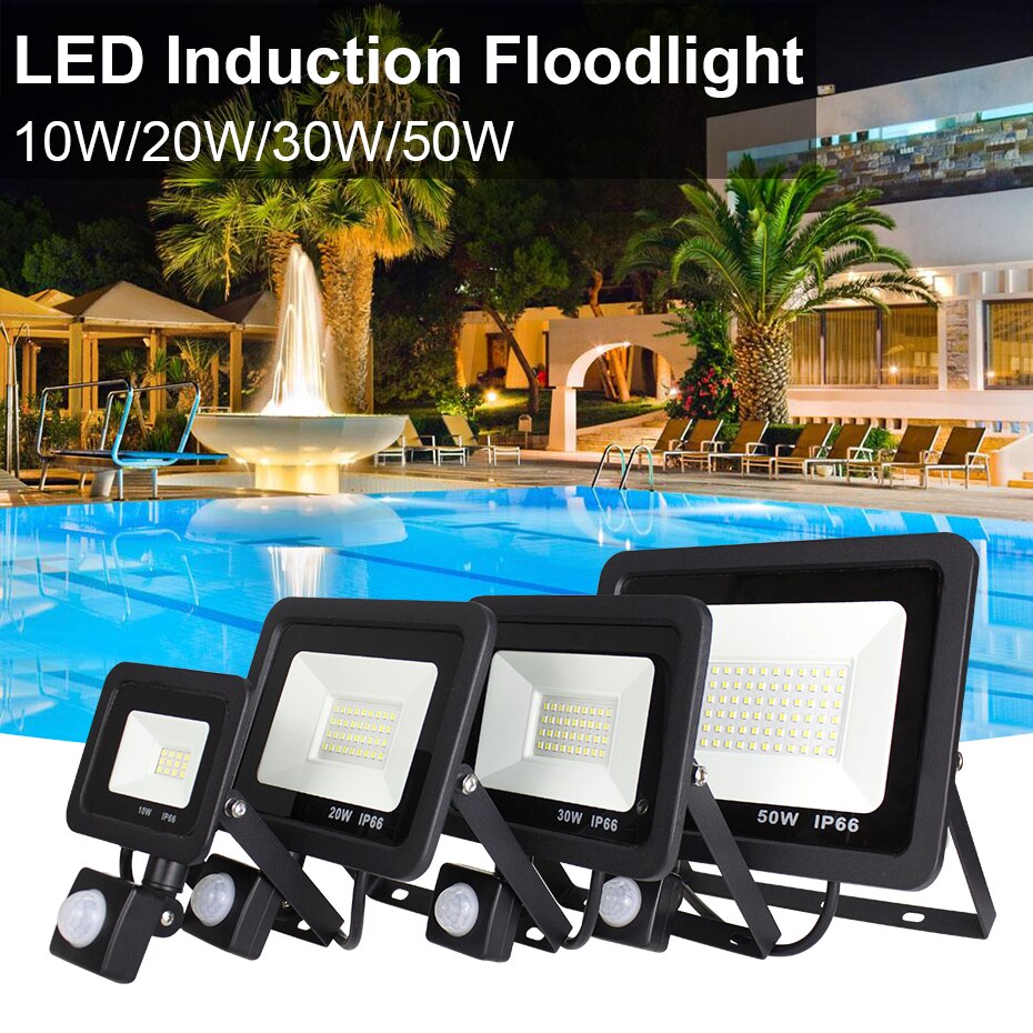 Motion Sensor LED Flood Light 10W/20W/30W/50W 220V Floodlight Searching Lamp IP66 Reflector foco led exterior Outdoor Spot Light