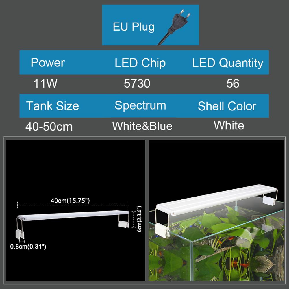 Aquarium Led Licht Slanke Uitschuifbare Clip-On Aquarium Plant Licht 5W/6W/8W/10W/11W/13W/16W/20W Aquarium Led Verlichting Voor Aquarium: 11W-EU-220V