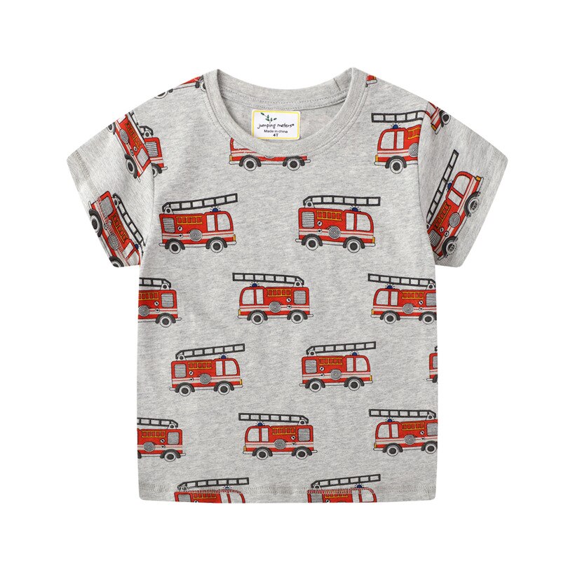 Kort t-shirt tynd tegneserie brandbil drenge bære moderigtigt t-shirt t-shirt t-shirt om sommeren børn t-shirt 6978