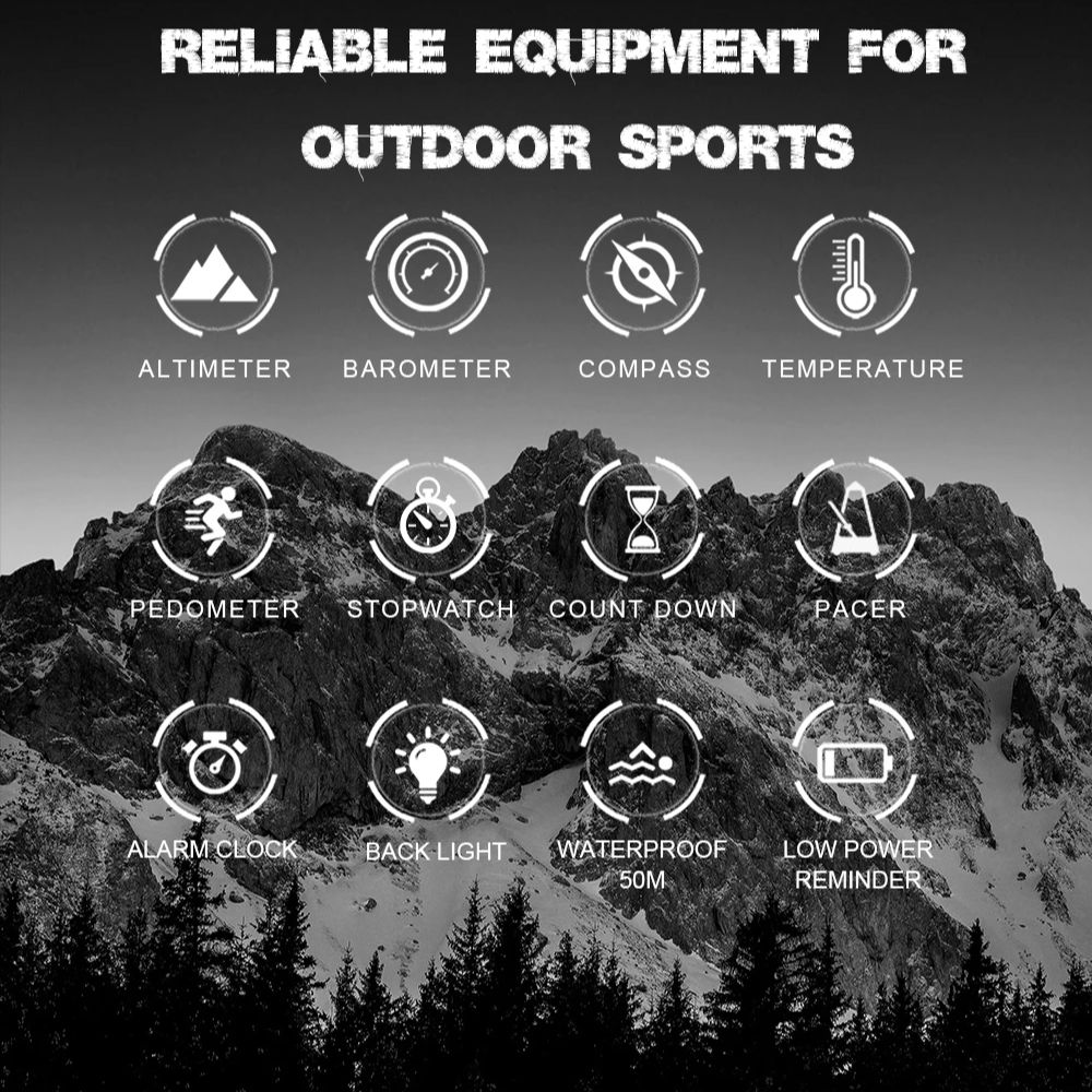 NORTH EDGE APACHE-46 Men Digital Watch Outdoor Sports Running Swimming Outdoor Sport Watches Altimeter Barometer Compass WR50M