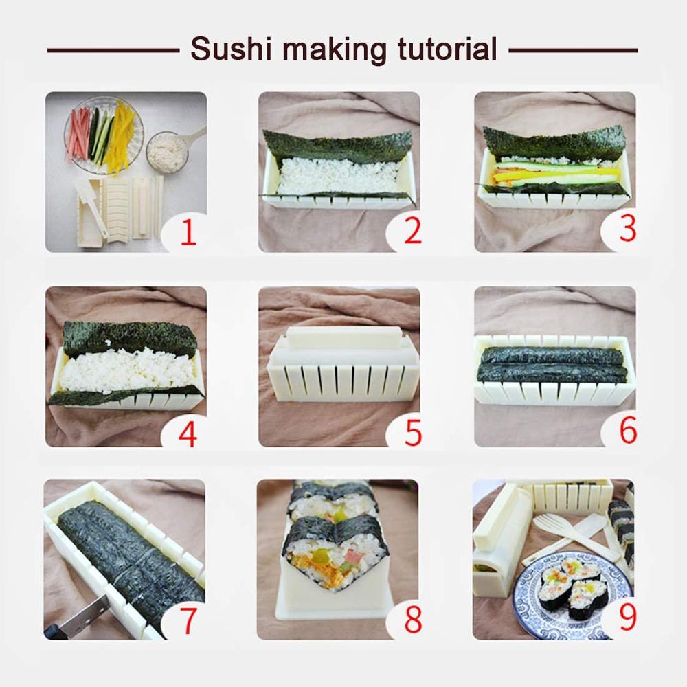 10 sztuk kształt serca robić robienia Sushi wysokiej jakości japońska kulka ryżu rolada z ciasta formy wielofunkcyjny zestaw dla początkujących