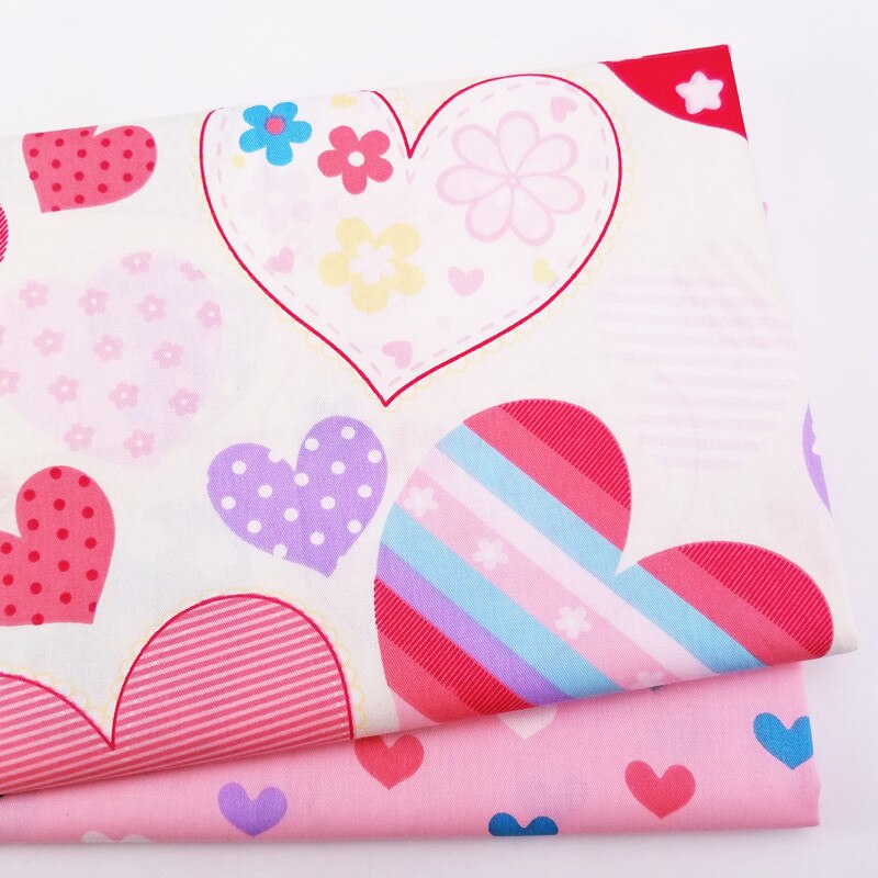 Precioso Corazón de algodón de impresión de tela para manualidades, costura grasa cuartos hechos a mano casa acolchado textil ropa de cama amor Pattrn tela
