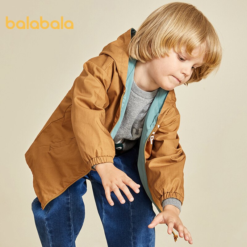 Balabala Boys jacket autumn children autumn clothes children clothing pure cotton art double-sided windbreaker