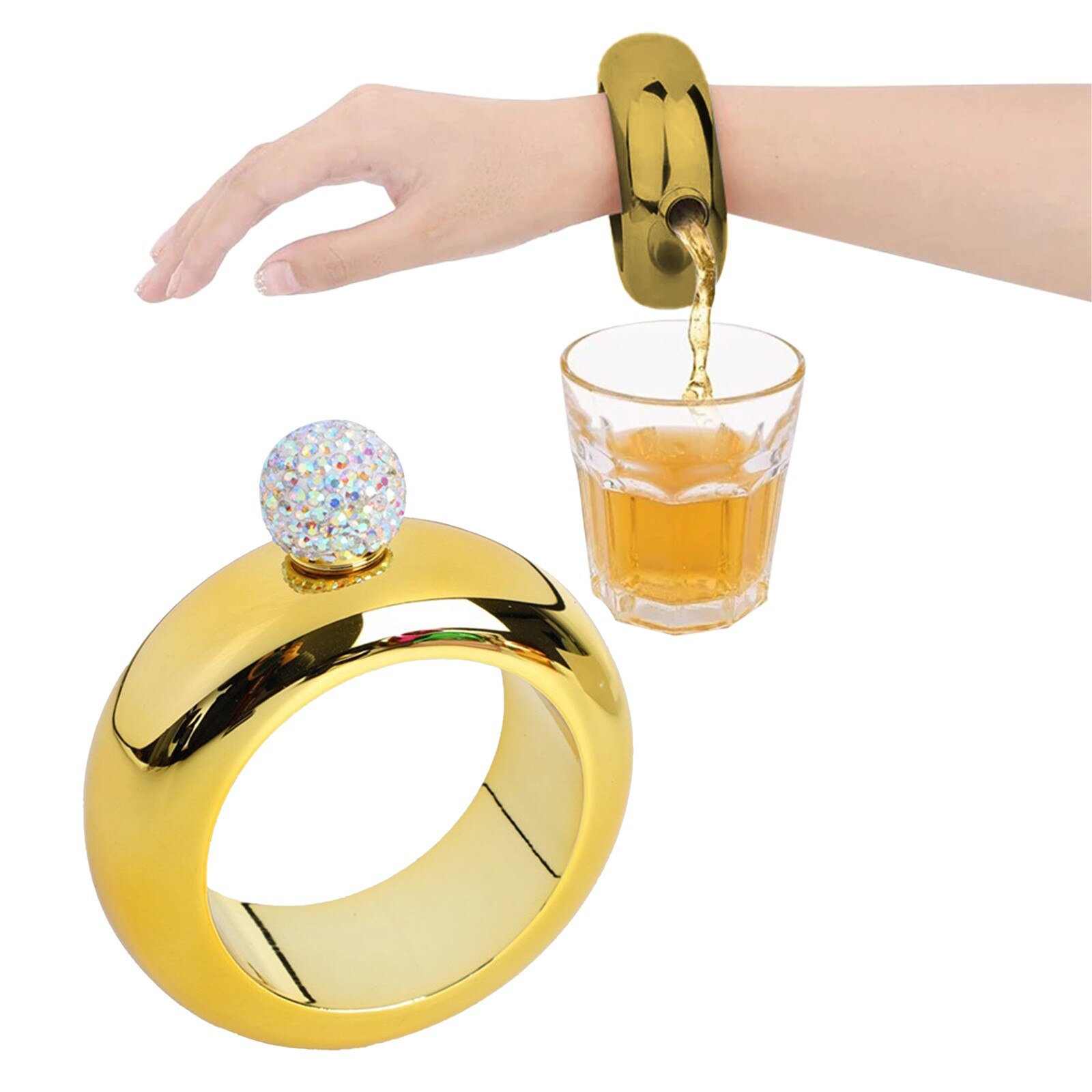 304 bracciale in acciaio inossidabile fiaschetta bottiglia di vino rotonda portatile bracciale con coperchio diamante russo bottiglia di fiaschetta Whisky #58